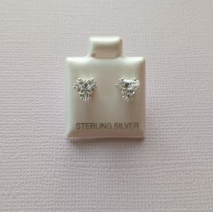 Sterling Silver Triangle Clear CZ Stud Earrings